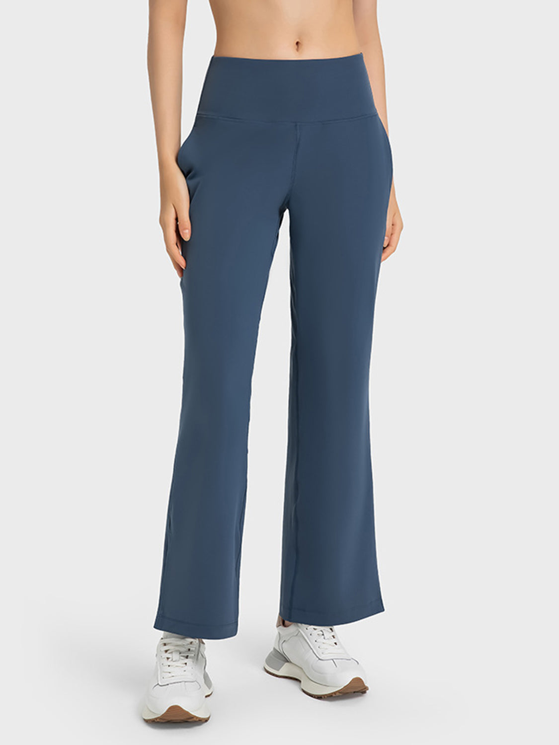 Wide Leg Slit Sport Pants with Pockets - Babbazon