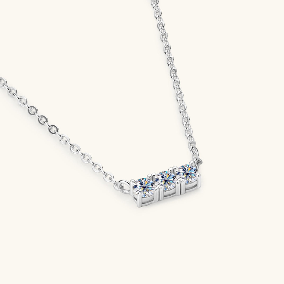 925 Sterling Silver Inlaid Moissanite Bar Necklace 