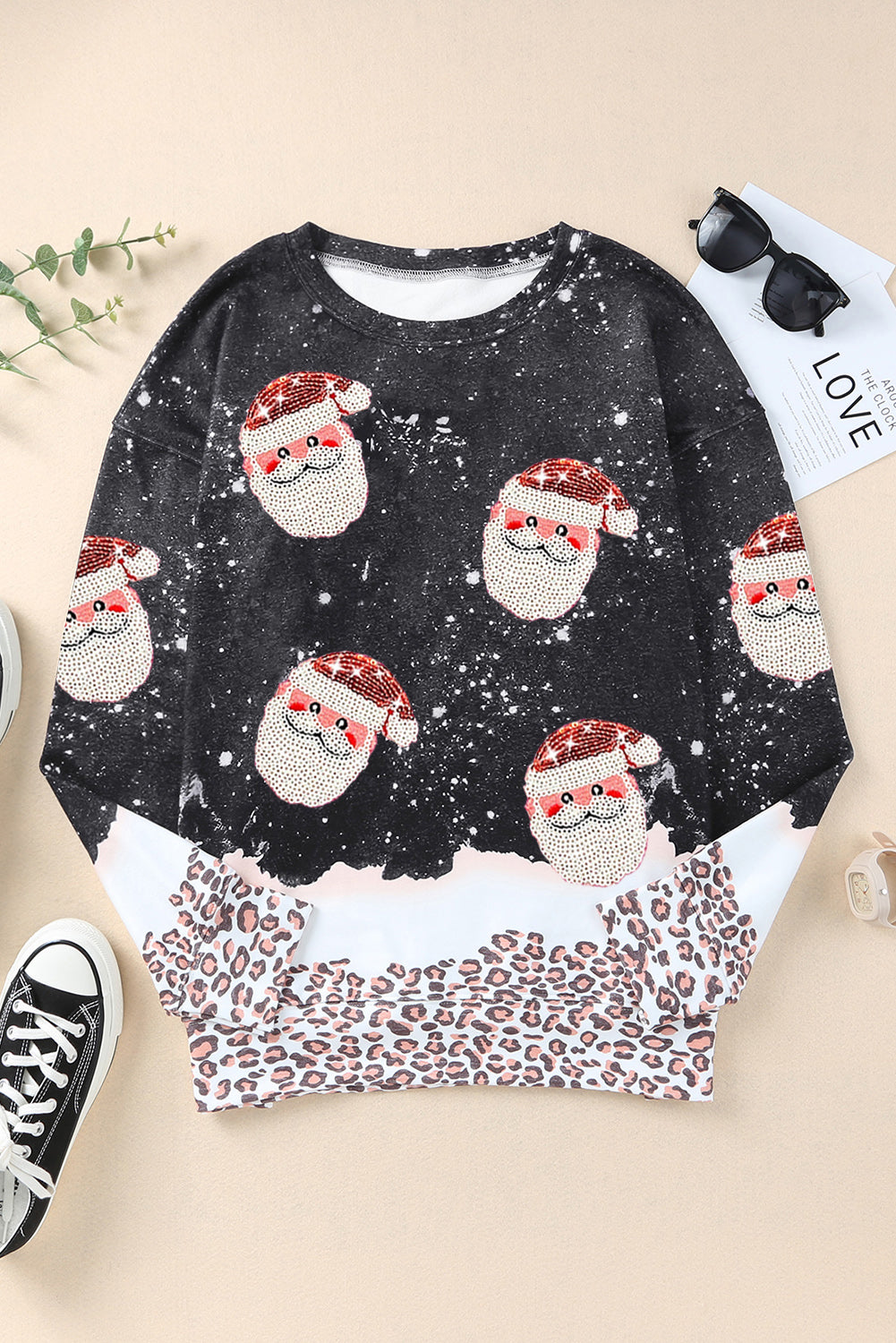 Sequin Patch Christmas Element Sweatshirt 