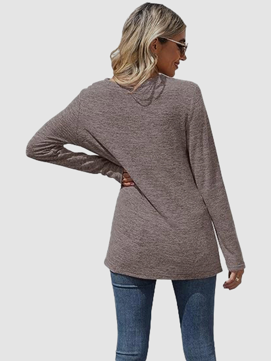 Lace Detail V-Neck Long Sleeve Top 