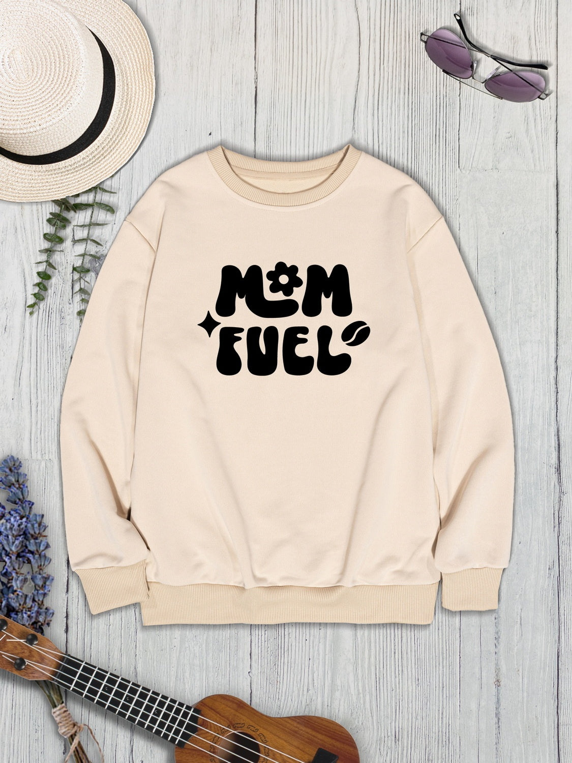 Letter Graphic Round Neck Sweatshirt