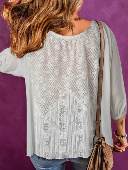 Lace Detail Round Neck Blouse 