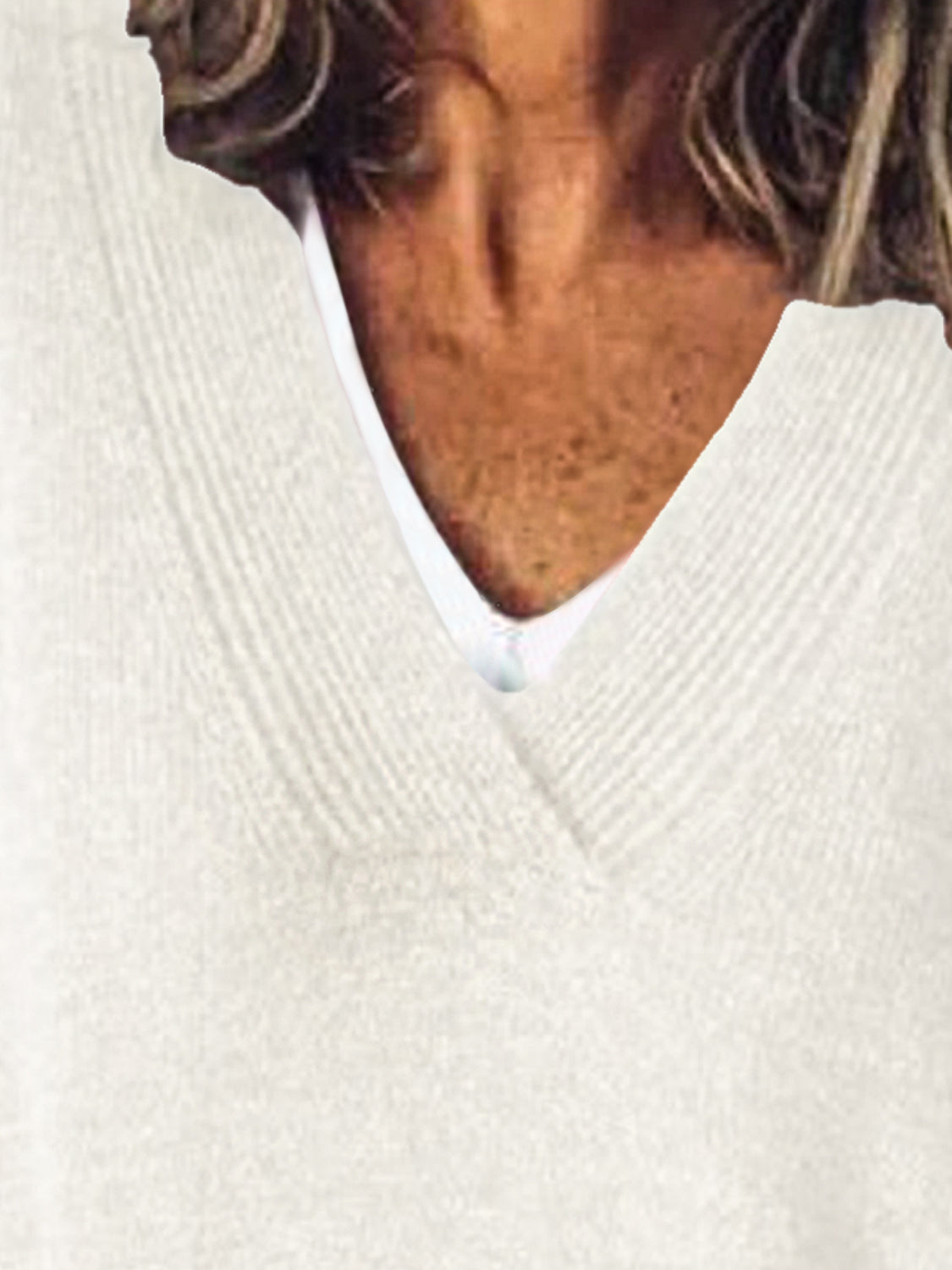 V-Neck Dropped Shoulder Sweater 