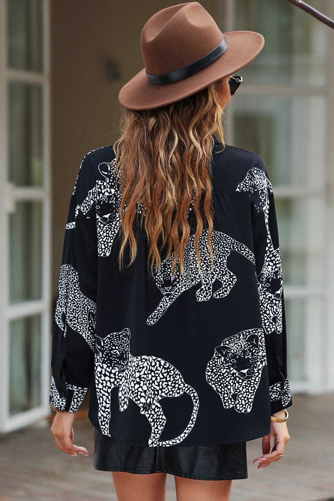 Printed Button Up Long Sleeve Shirt 