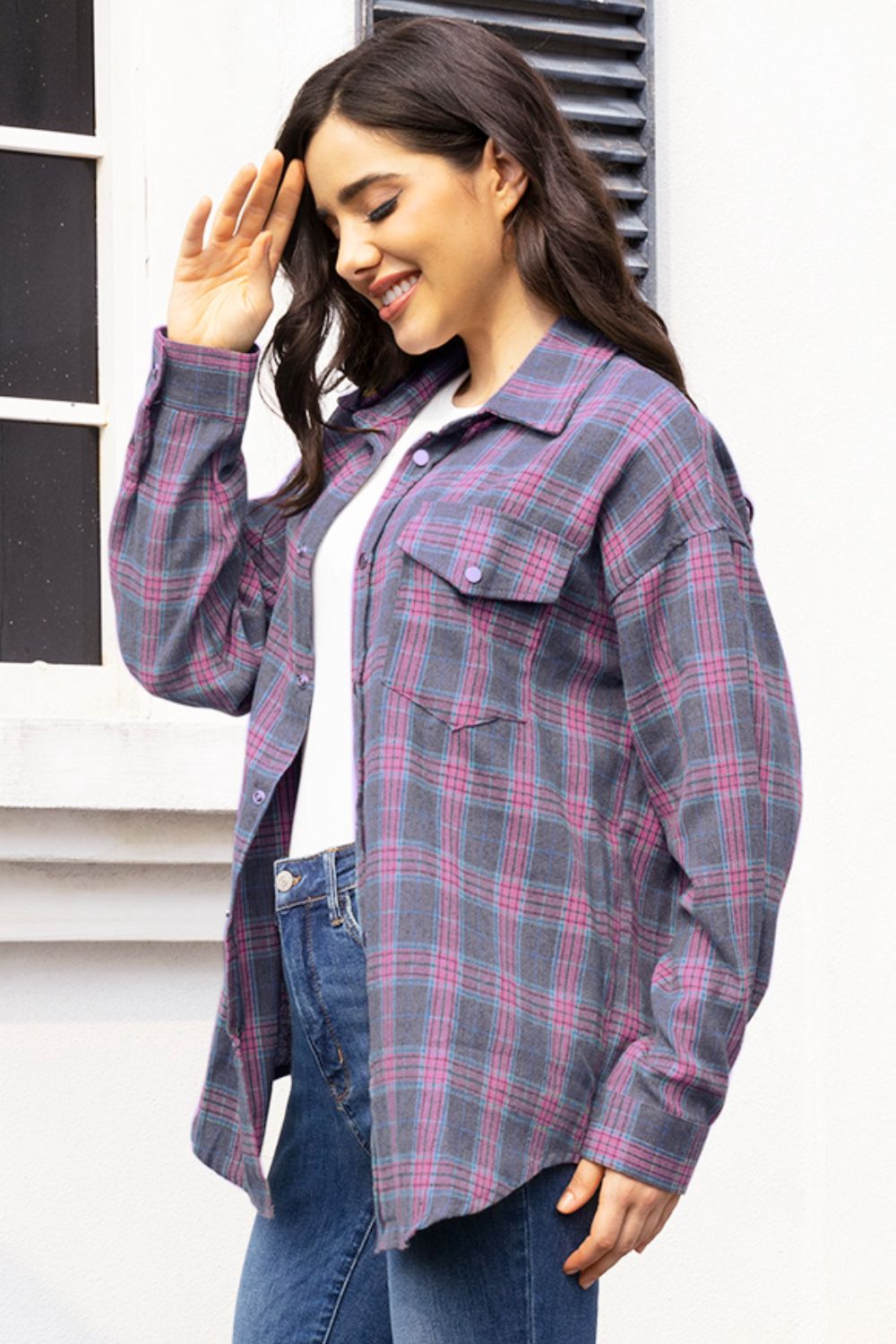 Plaid Button Up Long Sleeve Shirt 