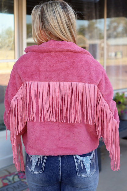 Fringe Detail Zip-Up Jacket 