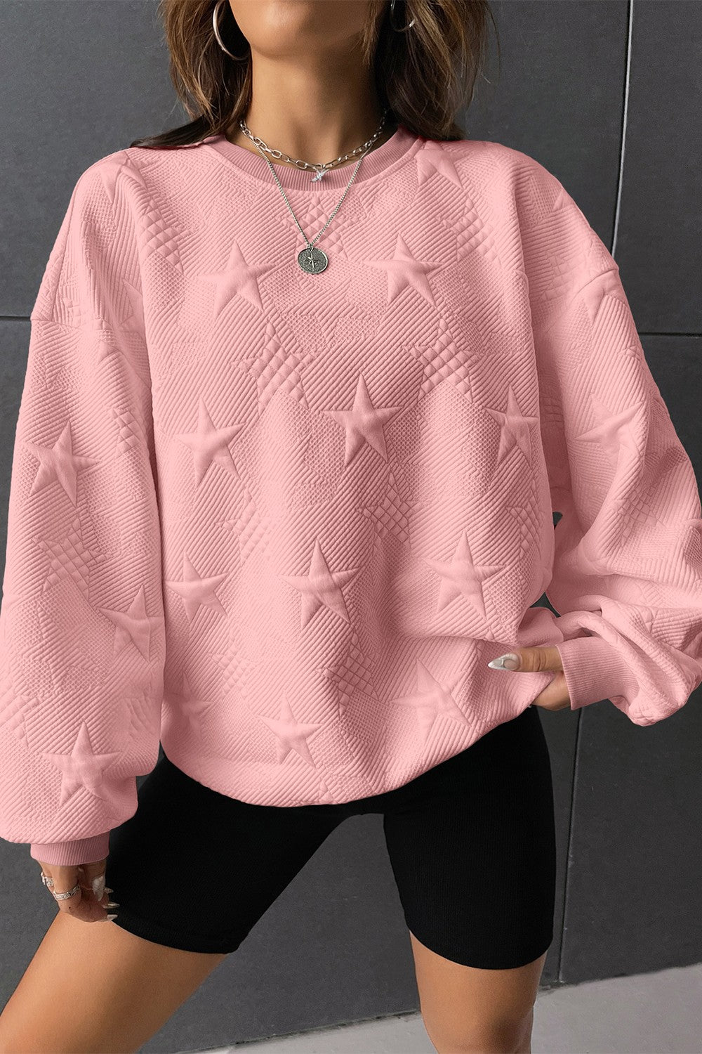 Star Lantern Sleeve Dropped Shoulder Sweatshirt 