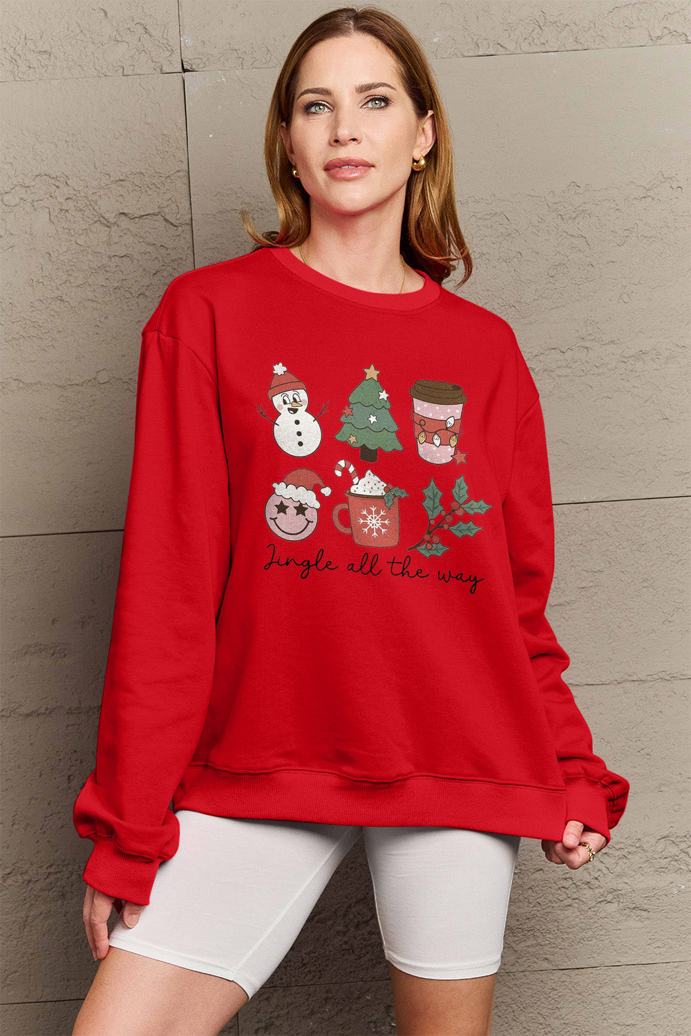 Simply Love Full Size JINGLE ALL THE WAY Long Sleeve Sweatshirt 