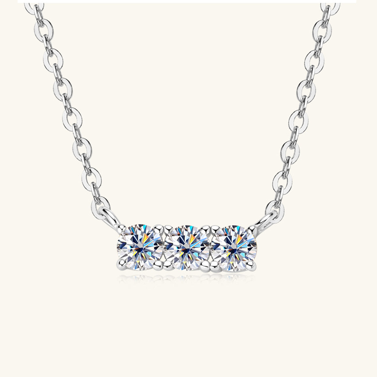 925 Sterling Silver Inlaid Moissanite Bar Necklace 