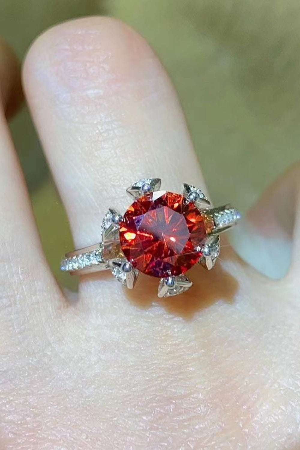 2 Carat Moissanite 6-Prong Ring in Phoenix Fire 