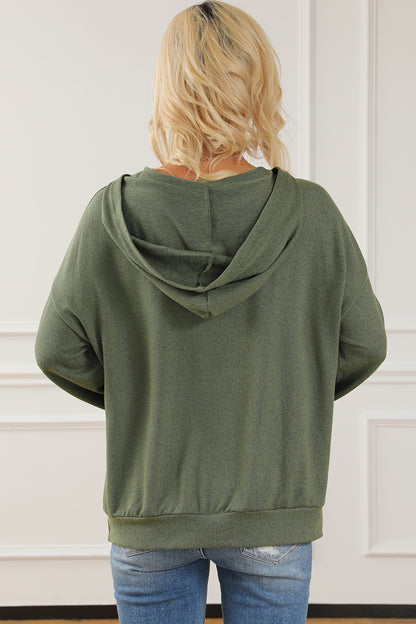 Lace-Up Exposed Seam Hoodie with Pocket 