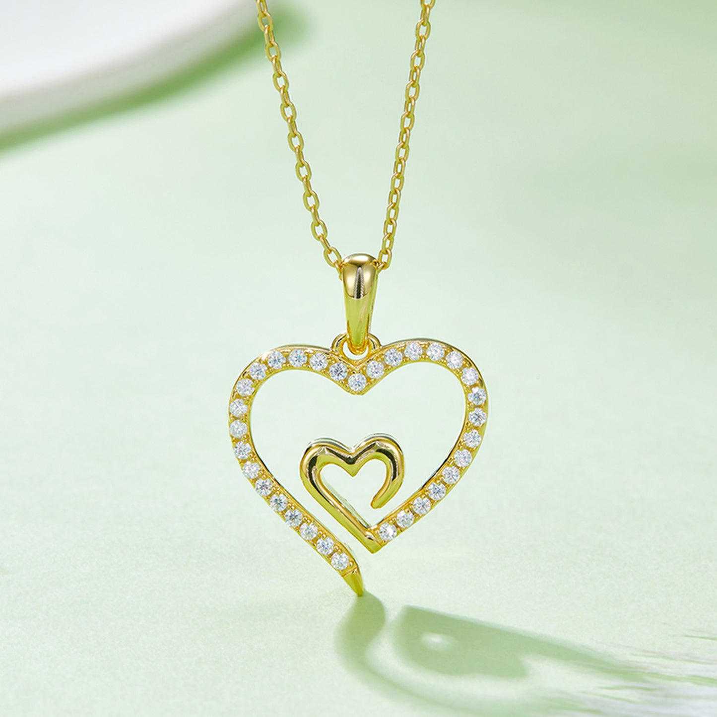 Moissanite 925 Sterling Silver Heart Pendant Necklace 