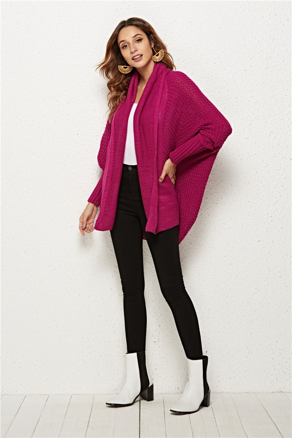 Open Front Batwing Sleeve Cardigan 