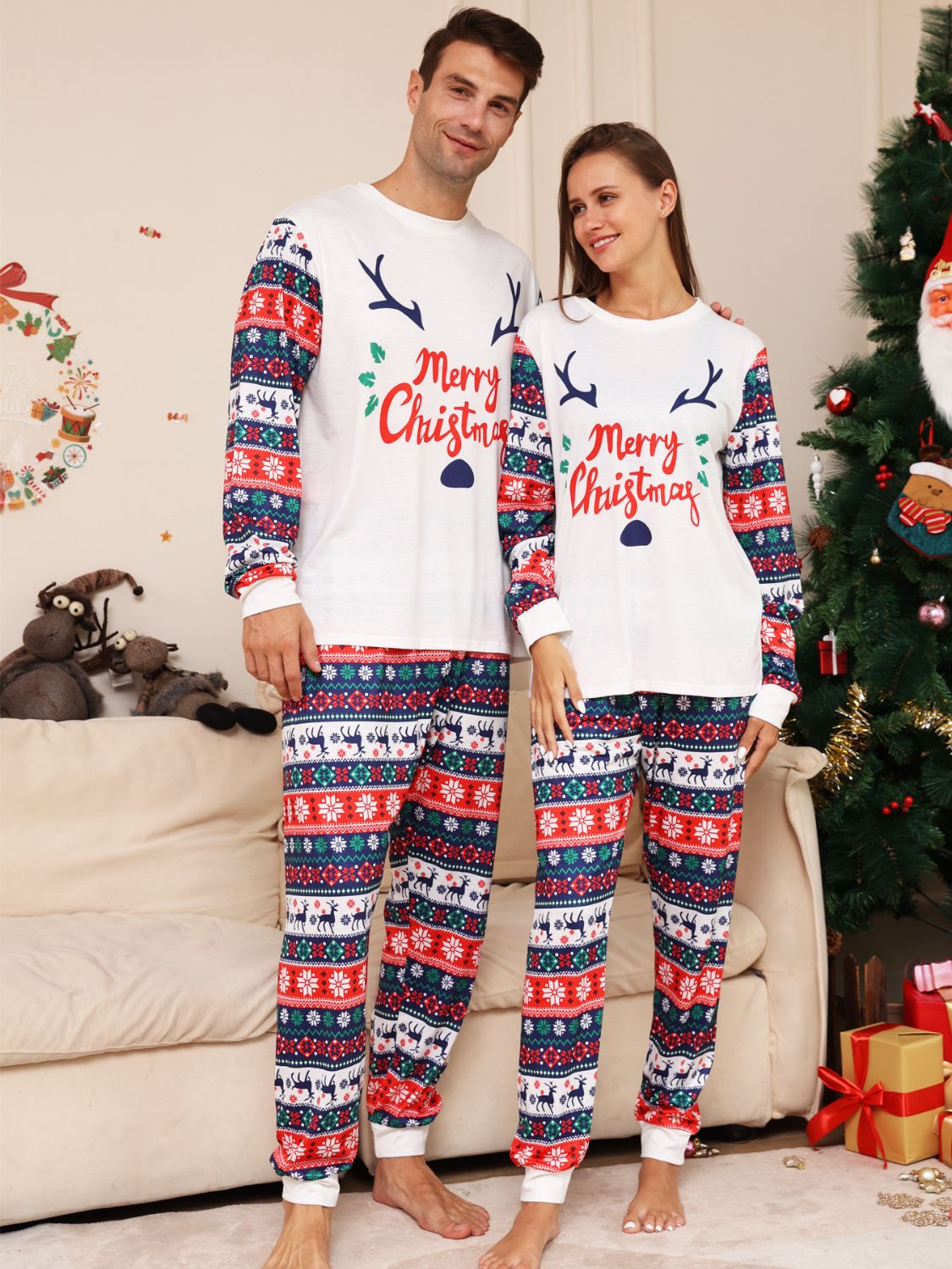 Full Size MERRY CHRISTMAS Top and Pants Set 