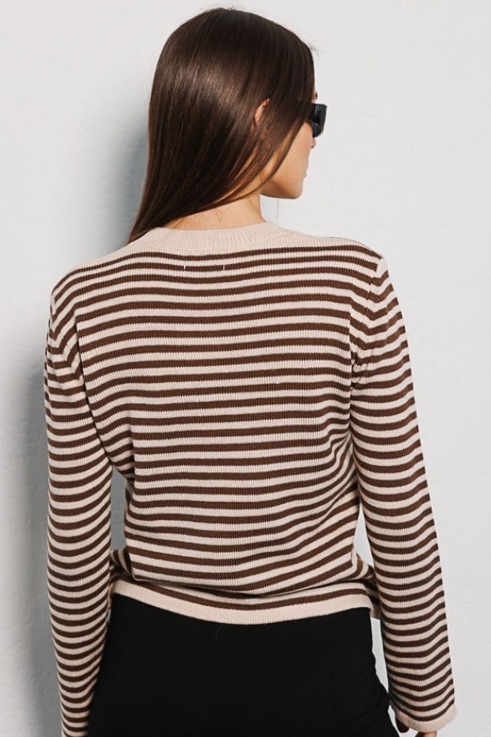 Striped Round Neck Long Sleeve Sweater 