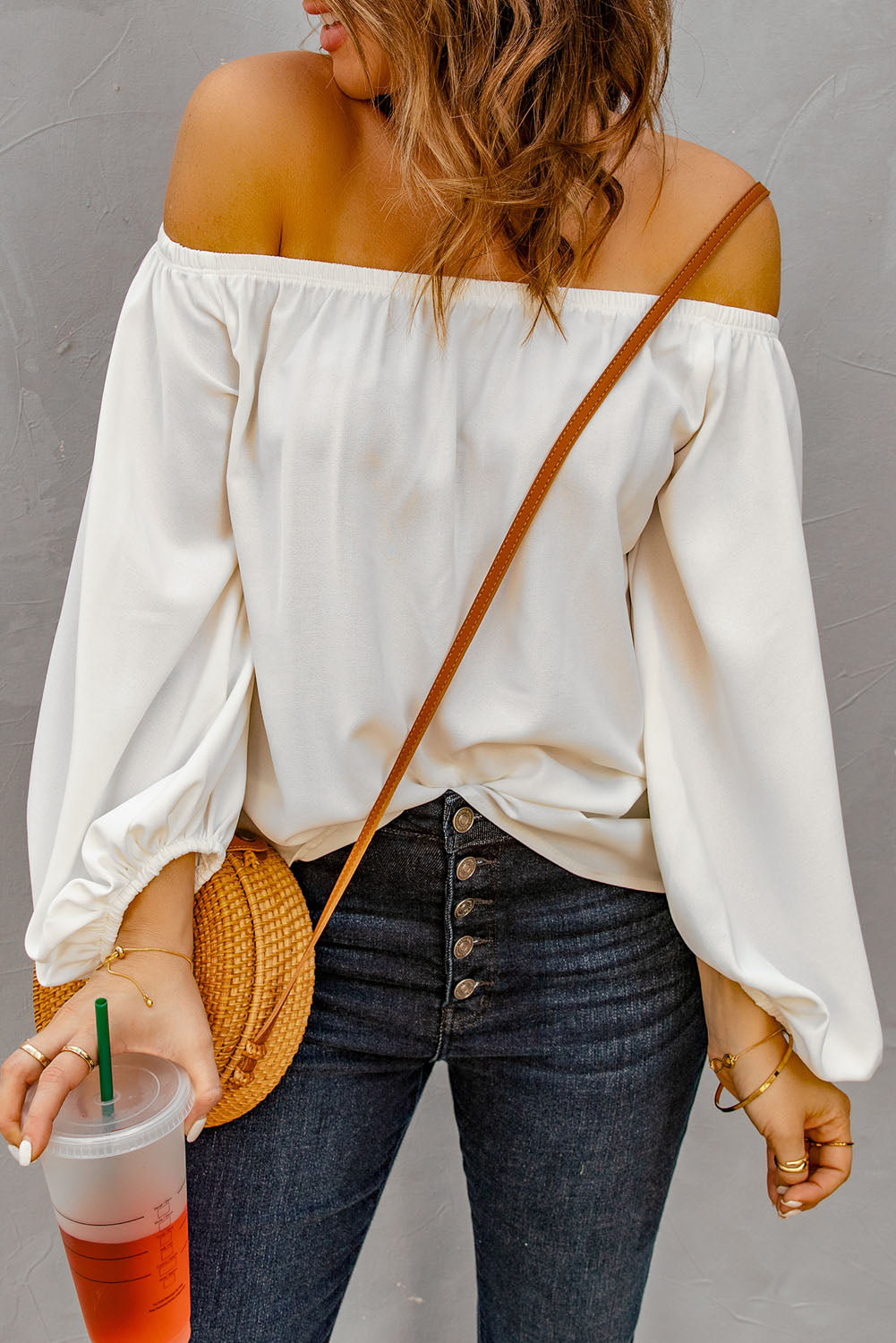 Off-Shoulder Balloon Sleeve Top 