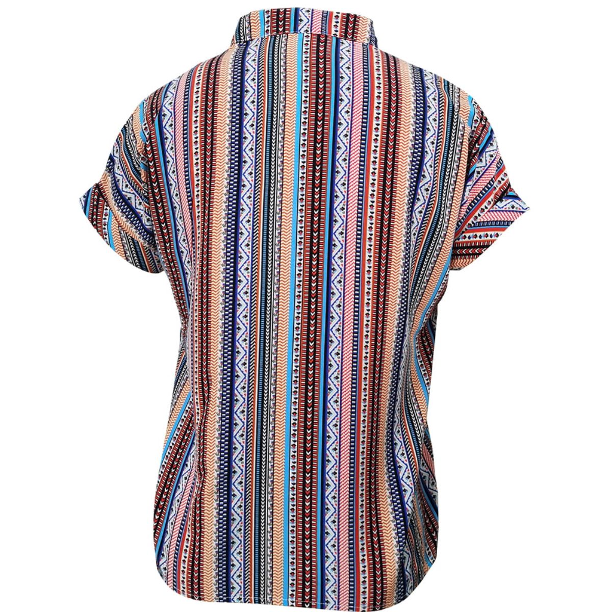 Multicolored Stripe Notched Neck Top 