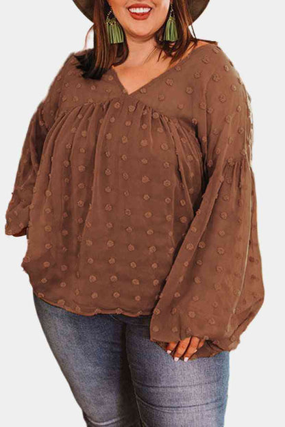 Plus Swiss Dot Babydoll Blouse 