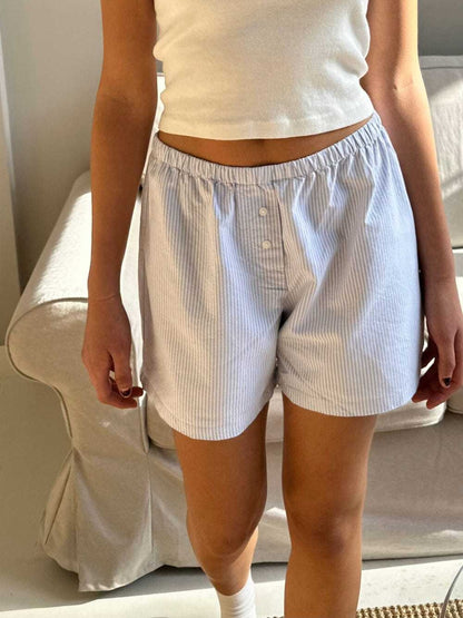 Striped Elastic Waist Shorts 