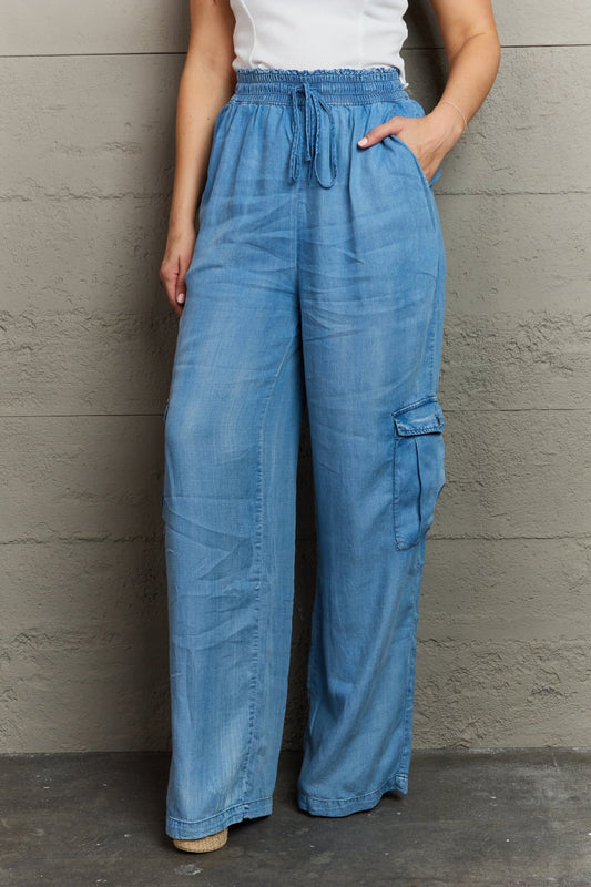 GeeGee Out Of Site Full Size Denim Cargo Pants 