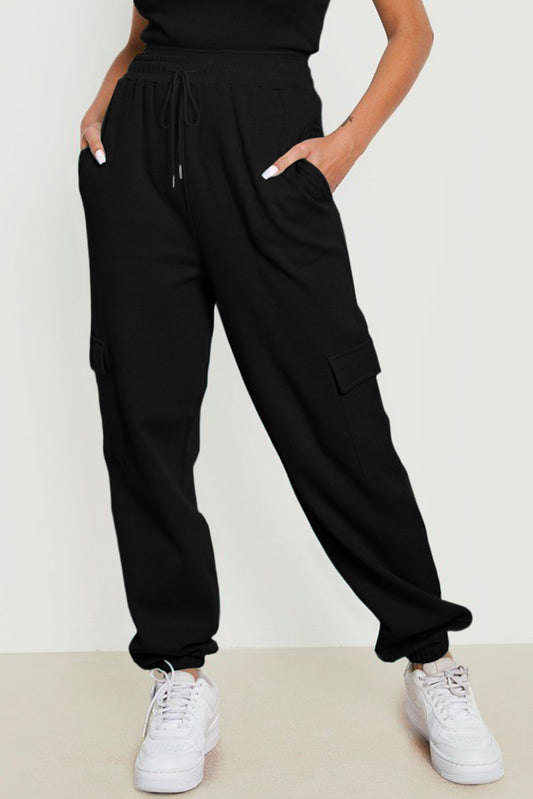 Drawstring Joggers with Pockets - Babbazon