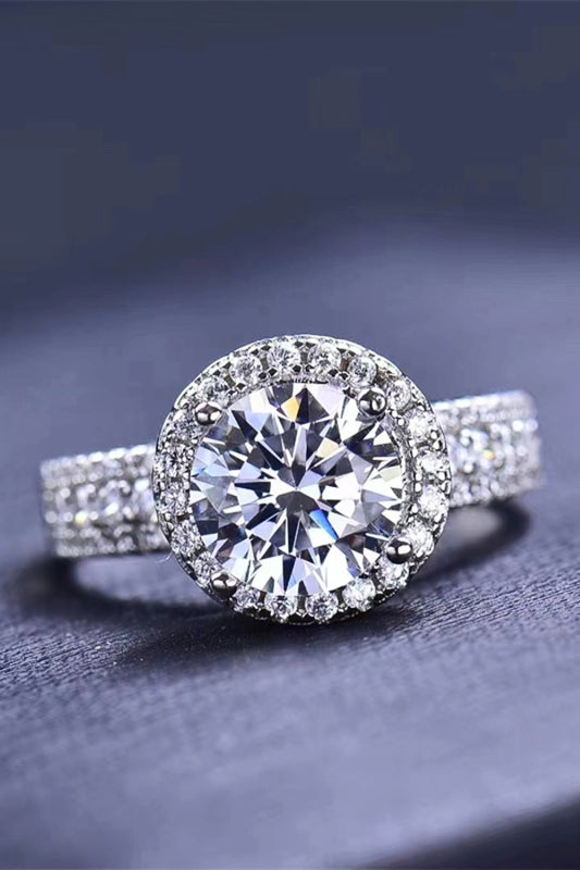 Four-Prong 2 Carat Moissanite Round Ring 