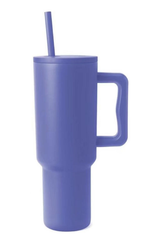 Monochromatic Stainless Steel Tumbler with Matching Straw 