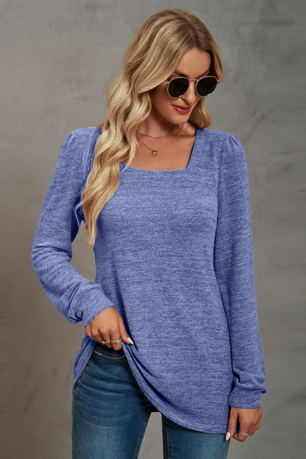 Square Neck Puff Sleeve T-Shirt 