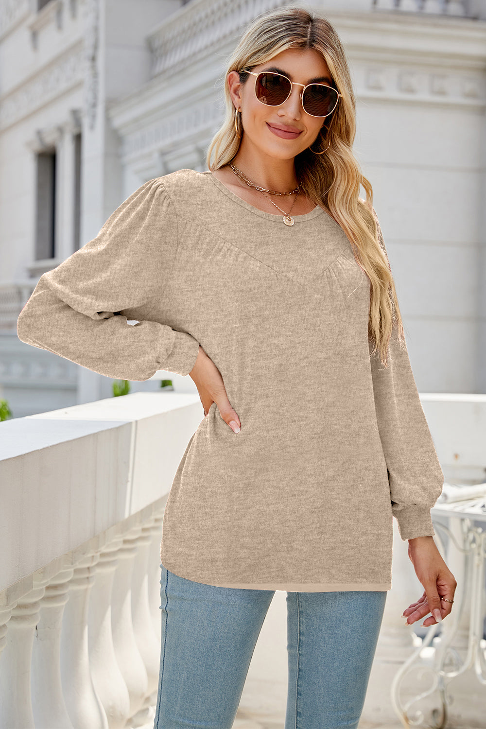 Round Neck Long Sleeve Top