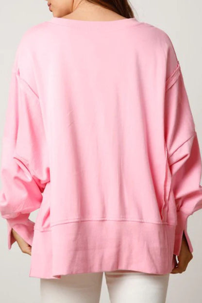 Candy Cane Slit Dropped Shoulder Sweatshirt 