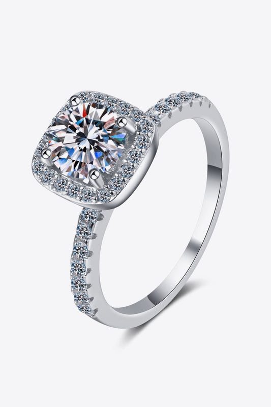 2 Carat Moissanite Square Halo Ring - Babbazon jewellery