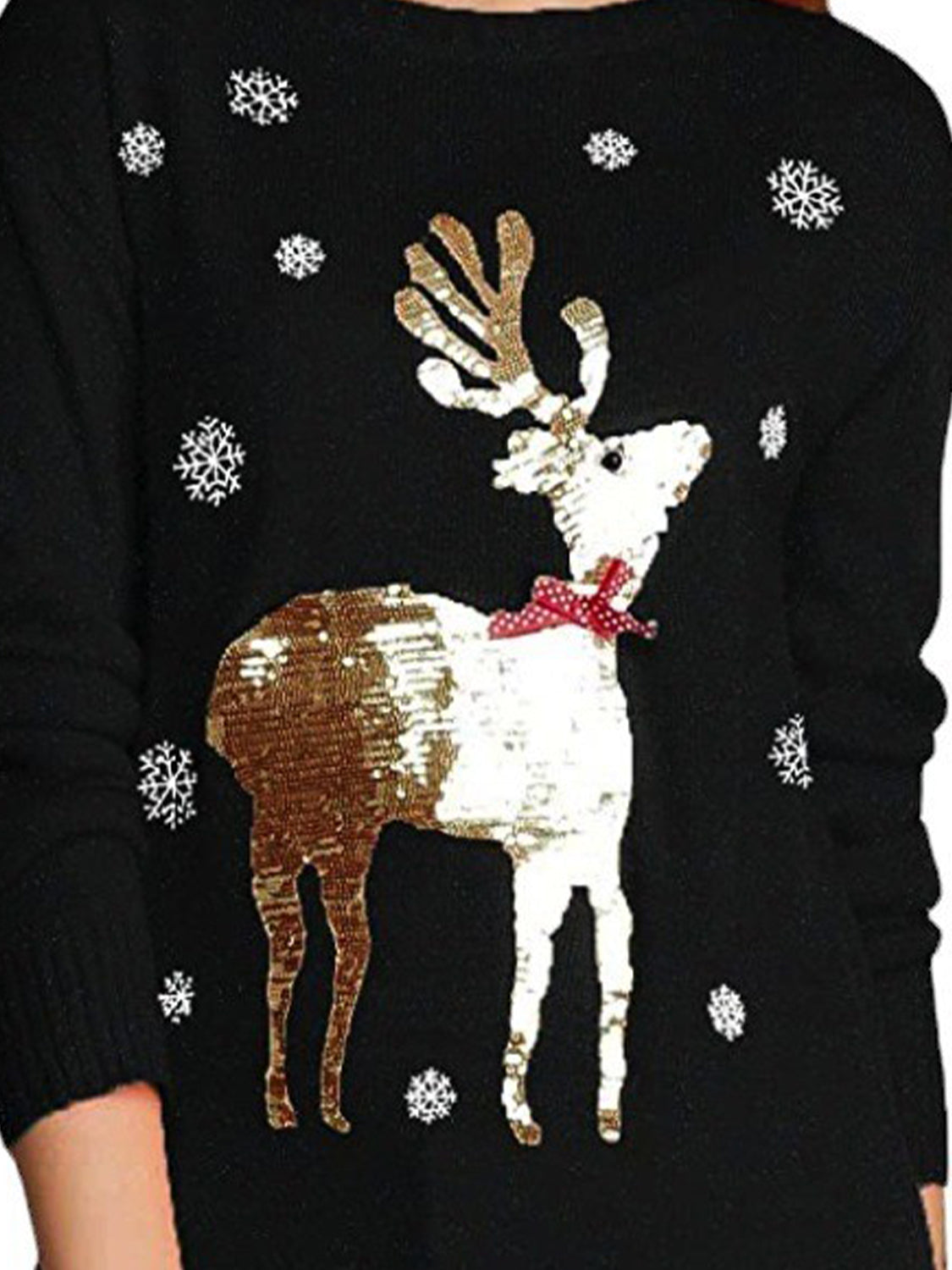 Sequin Reindeer Graphic Sweater 