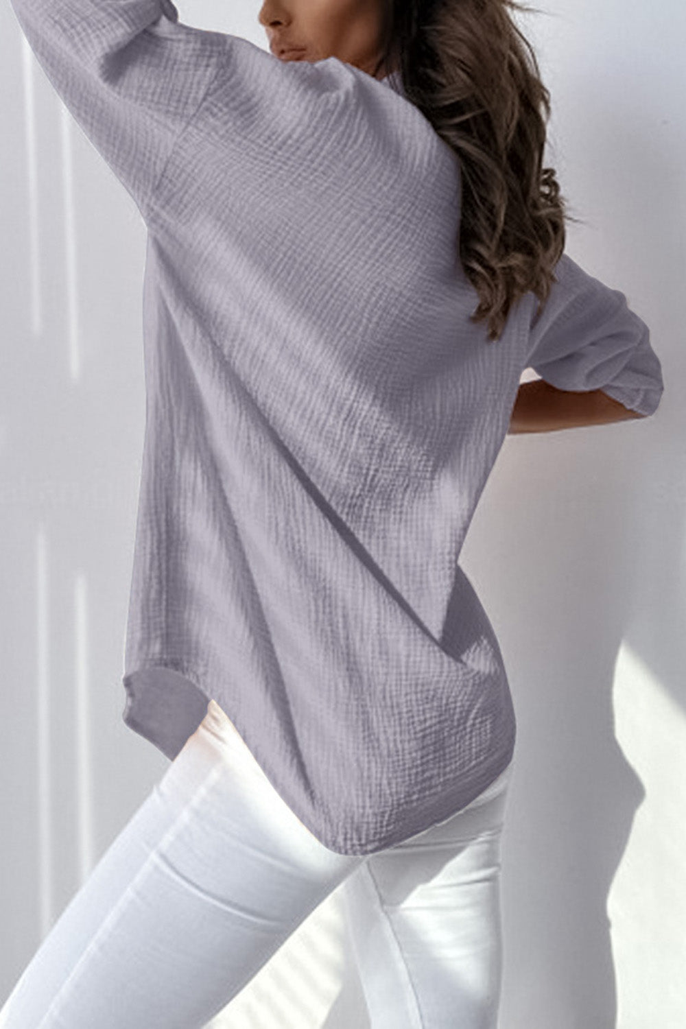 Button Up Dropped Shoulder Shirt 