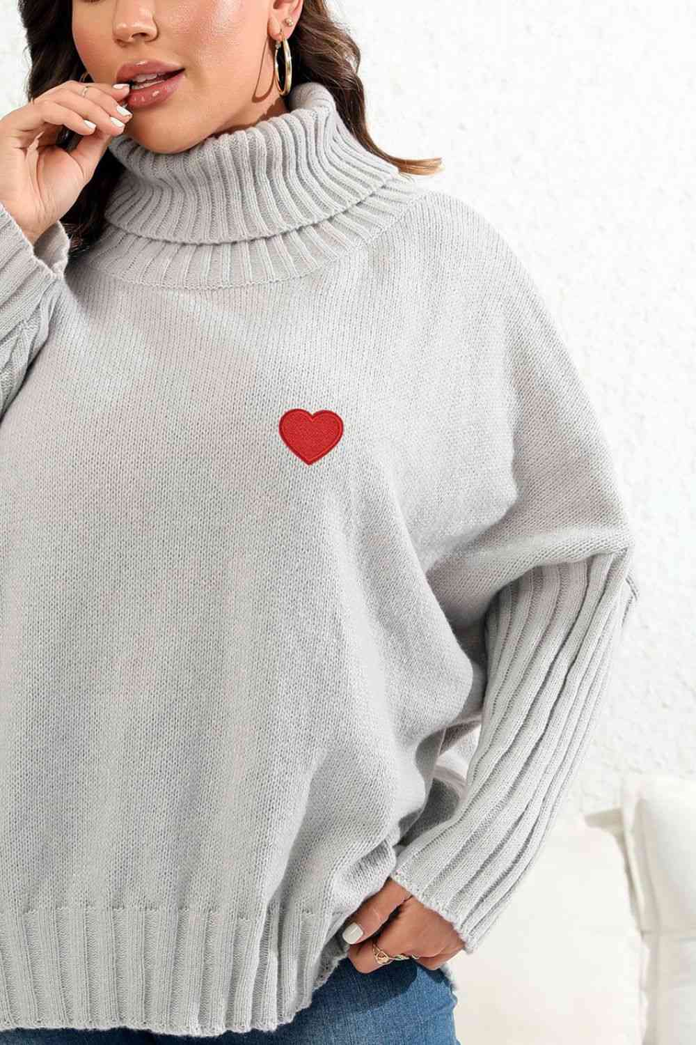 Plus Size Turtle Neck Long Sleeve Sweater 