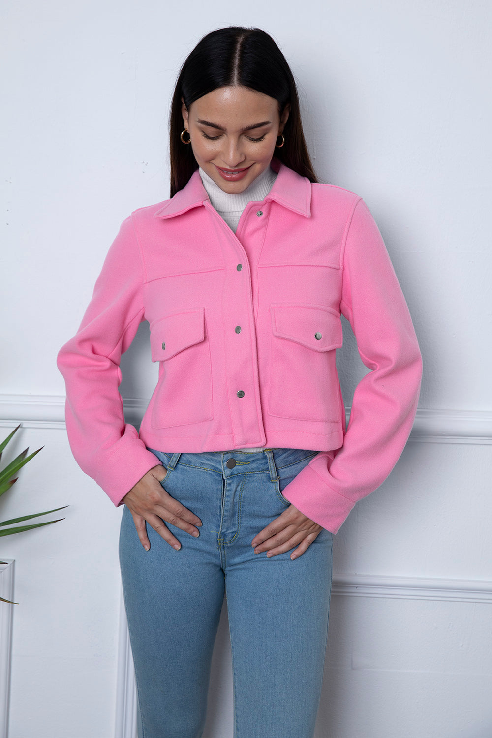 Snap Down Collared Neck Jacket 