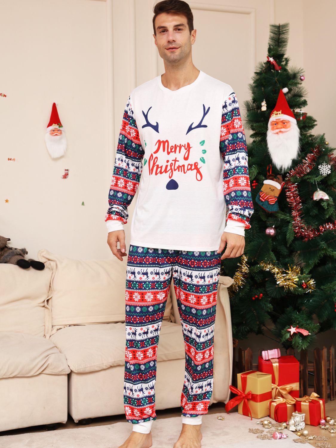 Full Size MERRY CHRISTMAS Top and Pants Set 