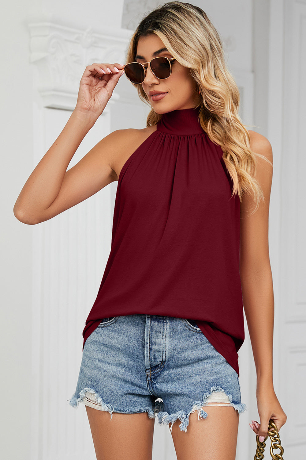 Tied Grecian Neck Tank 