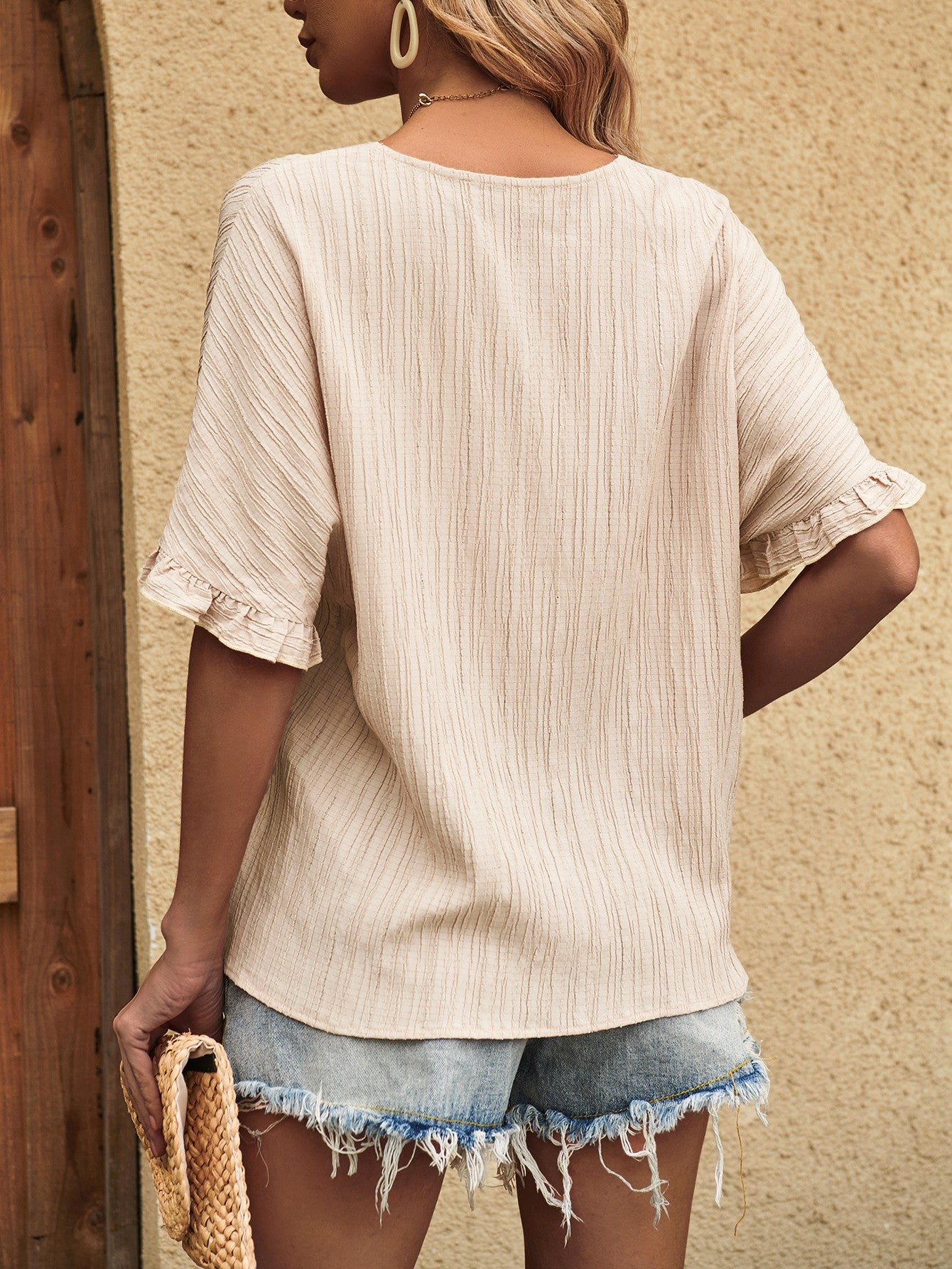 V-Neck Half Sleeve Blouse 