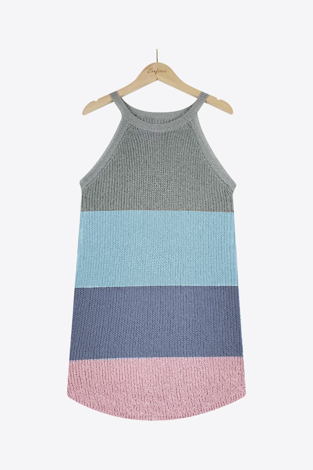 Color Block Round Neck Sleeveless Knit Top 