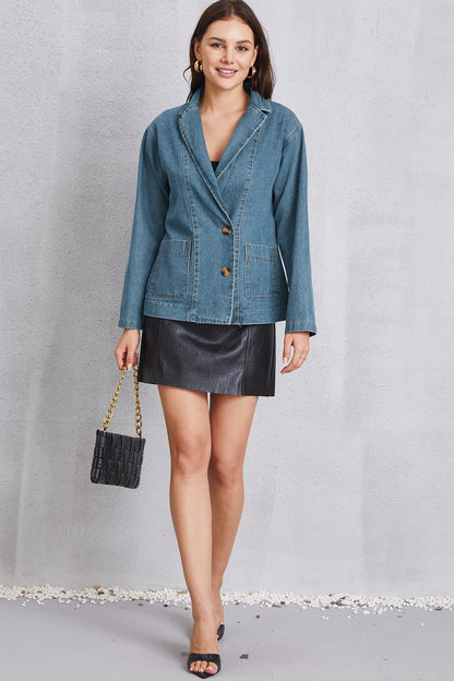 Pocketed Button Up Denim Jacket 