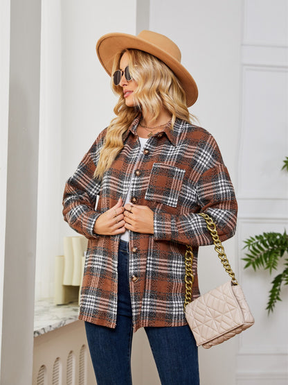 Plaid Collared Shirt Jacket 