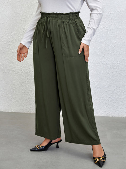 Plus Size Tied Wide Leg Pants 