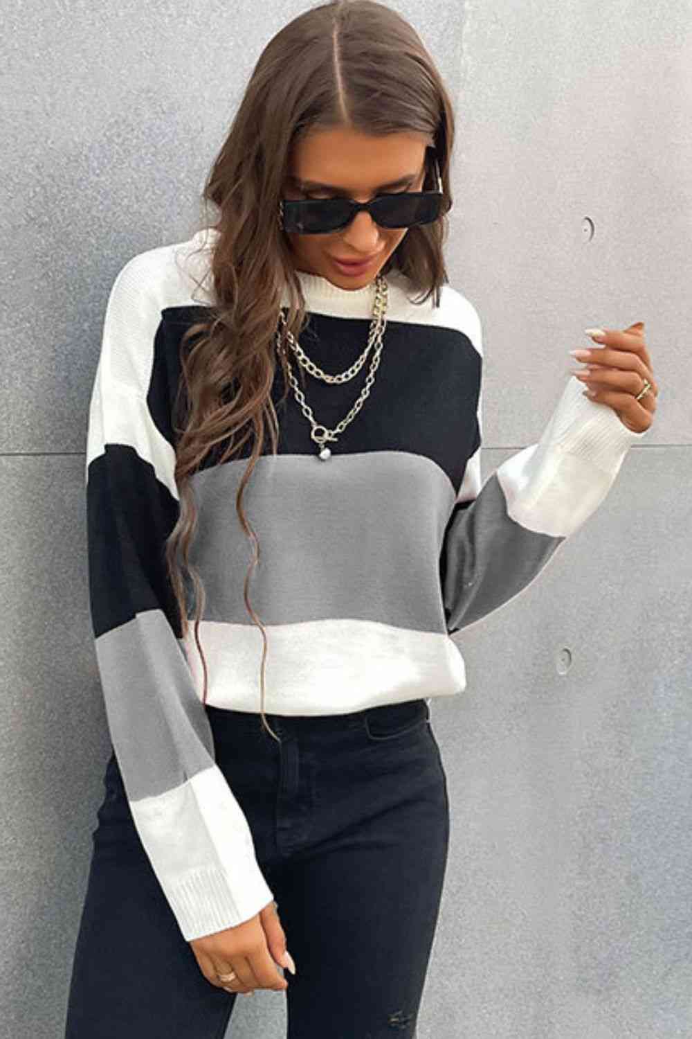 Longing For Fall Color Block Sweater 