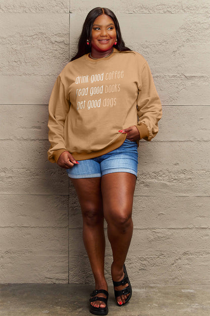 Simply Love Full Size Letter Graphic Round Neck Sweatshirt