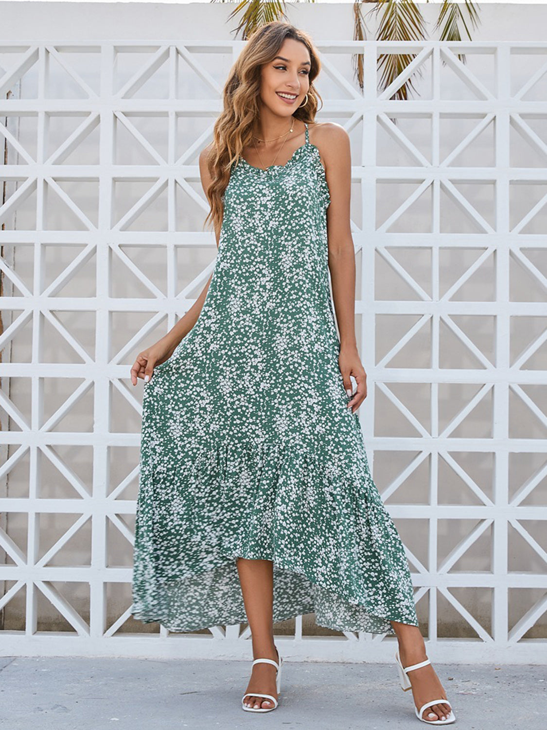 Ditsy Floral Scoop Neck Midi Cami Dress 