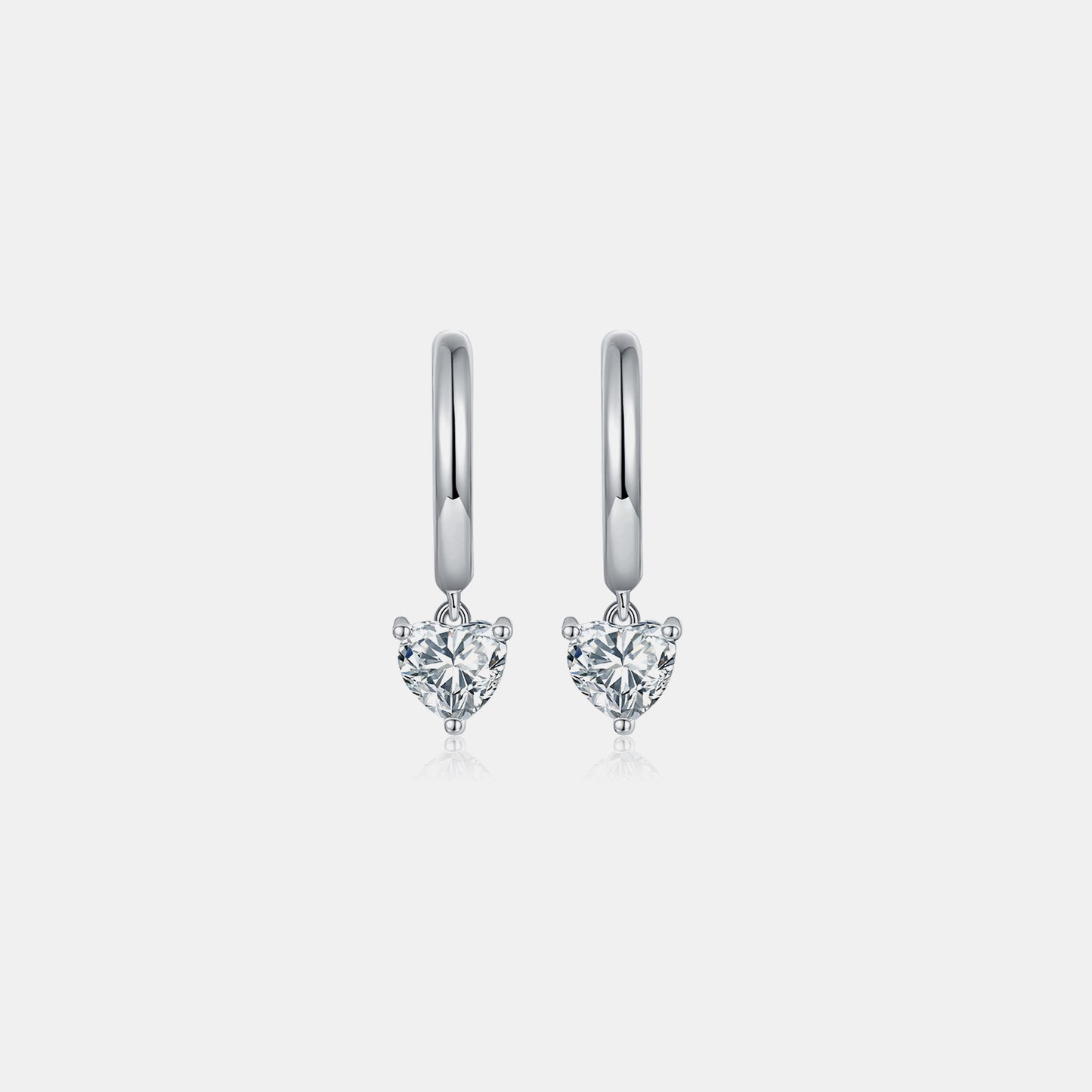 1 Carat Moissanite 925 Sterling Silver Heart Earrings 