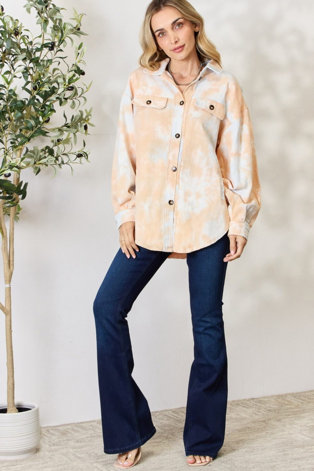 BiBi Tie Dye Button Down Long Sleeve Shirt 