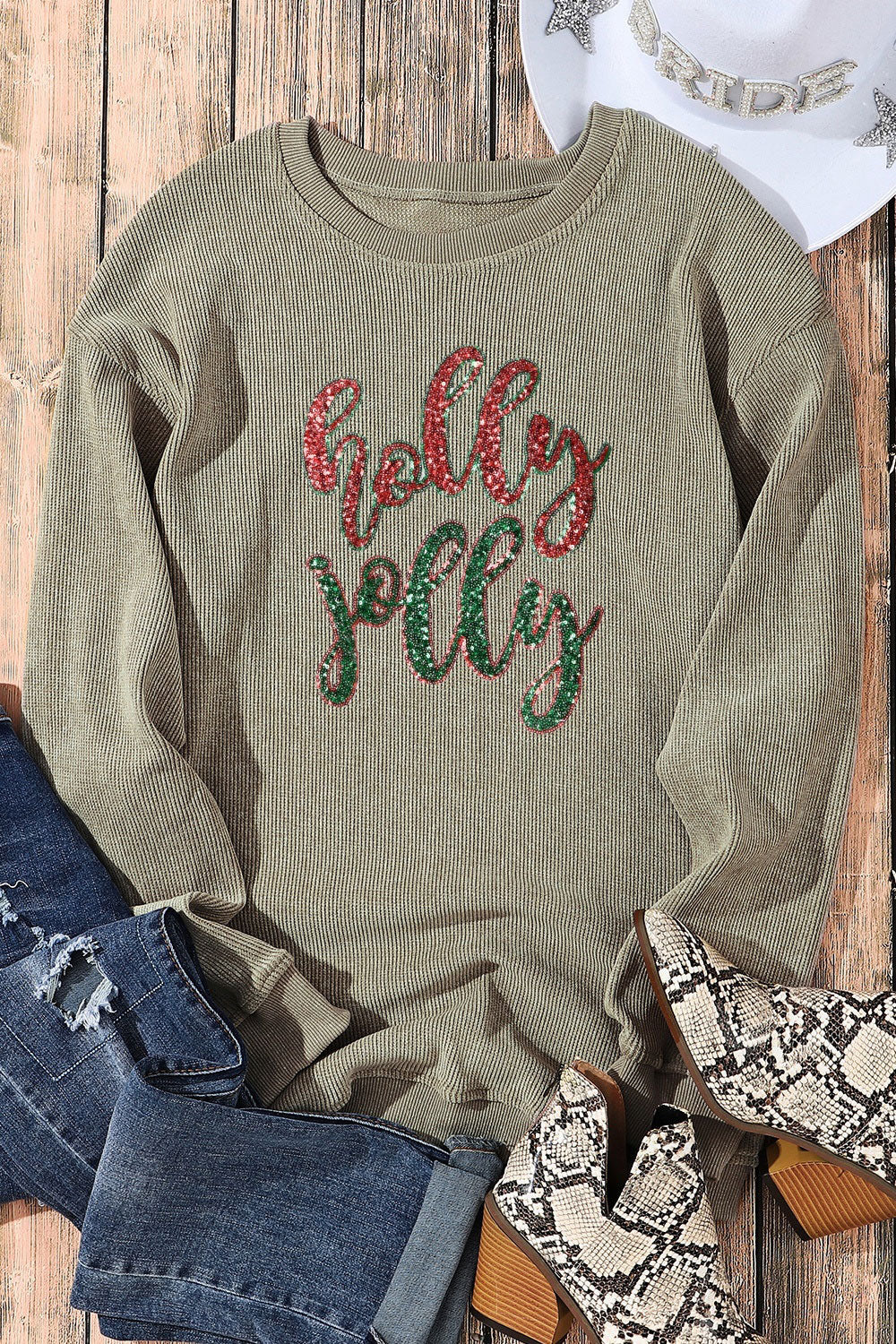 Sequin Round Neck Sweatshirt 