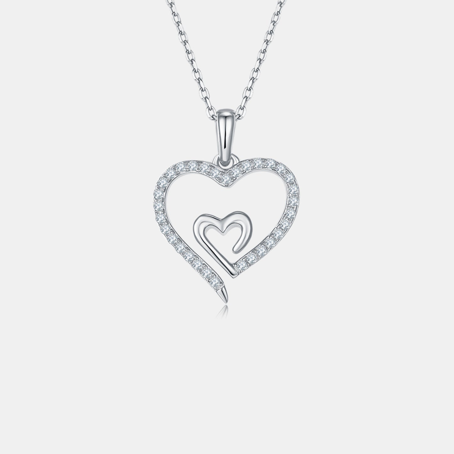 Moissanite 925 Sterling Silver Heart Pendant Necklace 