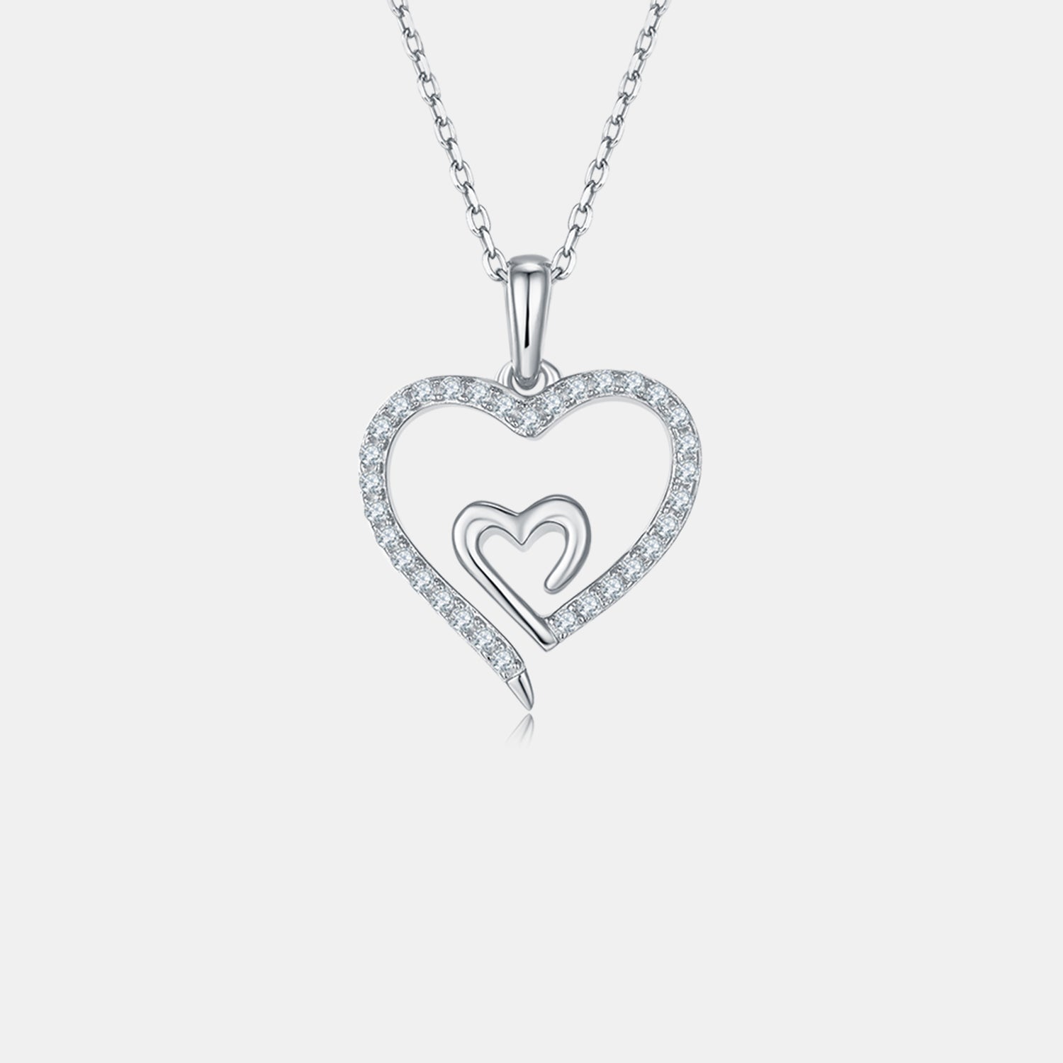 Moissanite 925 Sterling Silver Heart Pendant Necklace 